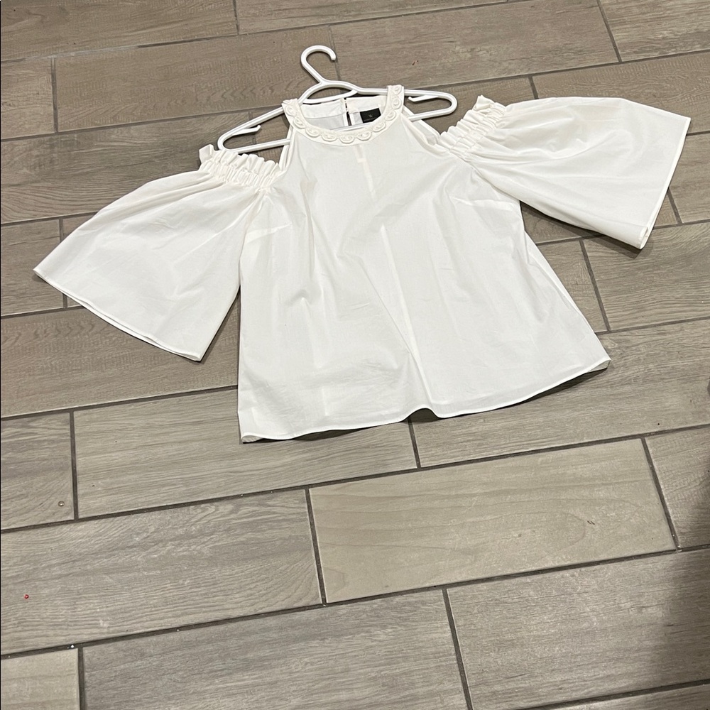 Worthington White Cold Shoulder Blouse